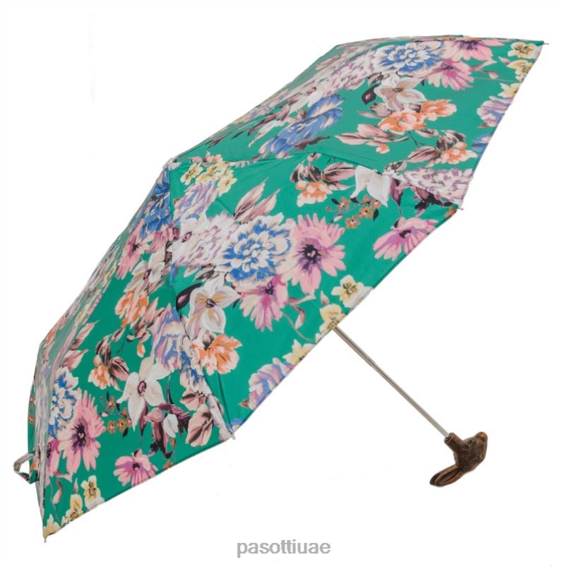 مظلة | 257 9a436-5 113 - مظلة قابلة للطي بمقبض أرنب وطباعة مزهرة PASOTTI Z446V580